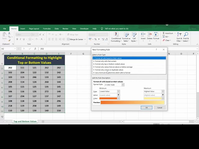 Highlight Top 3, Top 5 and Top 10 Values using Conditional Formatting