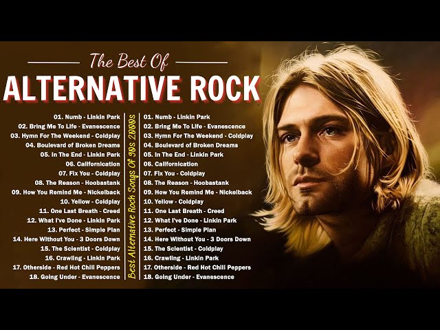 Nirvana, Linkin Park, Coldplay, Creed, 3 Dooor Down, Evanescence⚡⚡Alternative Rock Of The 2000s