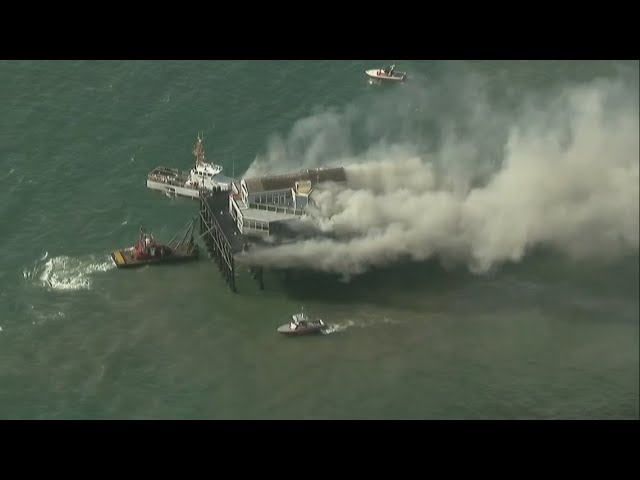 Oceanside Pier Fire | Coast Guard, fire crews and air support work to extinguish the flames