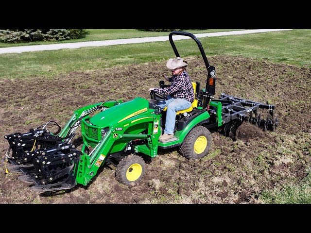 Attempt to DISC the Garden BREAKS 2 Tractors! John Deere 1025R, Kubota LX3310