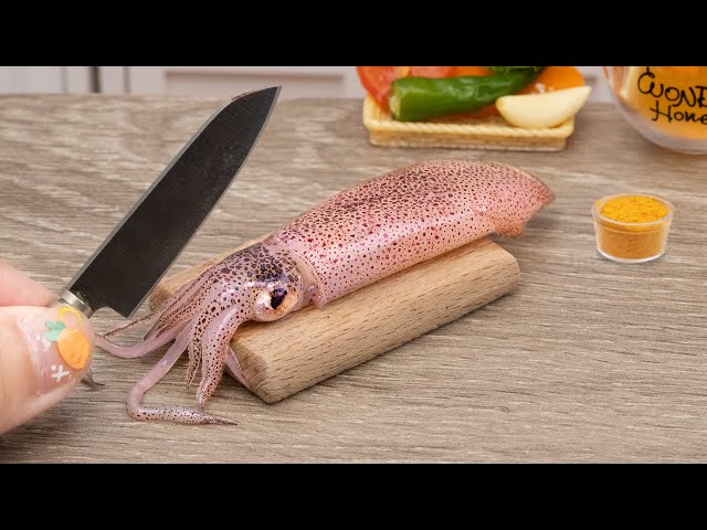Delicious Miniature Grilled squid | Best of Tiny Foods By Yummy Bakery Cooking
