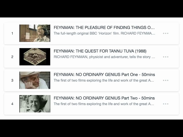 New! Four FEYNMAN documentaries on VIMEO - click link below...