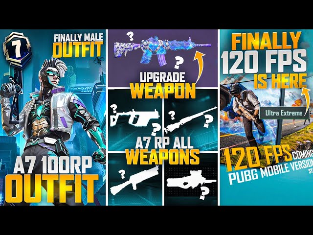 A7 Royal Pass 100Rp outfit | Finally 120Fps Is Here | A7 Rp All Weapons Skins | M416 Upgraded Gun