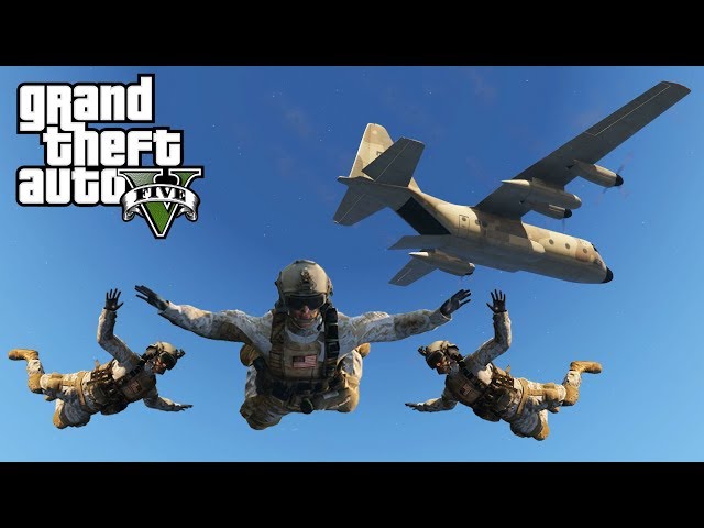GTA 5 - Army Patrol Episode #32 - HALO Jump! Saving Michael! (New DLC Gear, Air Support, Blackhawk)