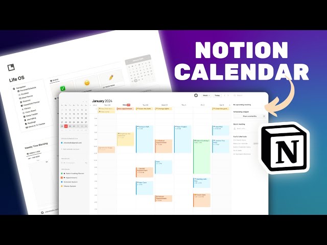 Notion's New Calendar sync with Life OS template | Free version
