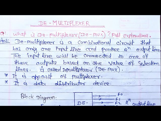 what is De-Multiplexer in hindi | 1×2 de-multiplexer