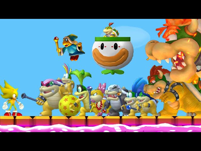 Super Sonic vs All Bosses in New Super Mario Bros Wii (4K HD)