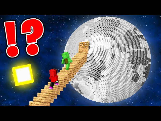 JJ and Mikey Build THE LONGEST STAIRS to THE MOON in Minecraft Maizen!
