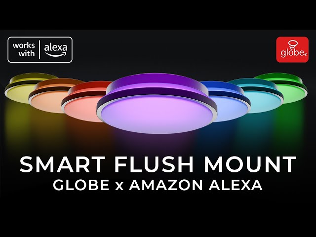Smart Flush Mount - Silver Finish (RGB Color and Tunable White) | Globe x Amazon Alexa