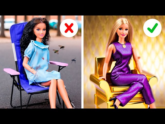 EXTREME RICH VS BROKE DOLL ROOM MAKEOVER || Mean VS Nice Barbie Makeover By 123 GO! Genius