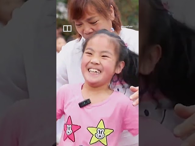 Chinese girl with cerebral palsy completes 40m run on her own for first time #shorts