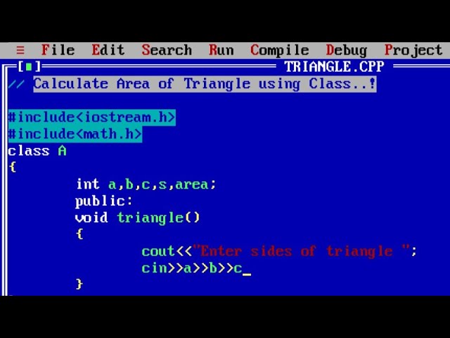 C++ program to find area of triangle using class and object | Calculate Area of Triangle in C++