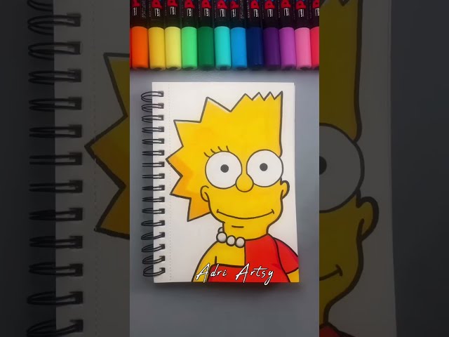 Drawing Bart and Lisa Simpson Fusion Effect with Posca Markers! #shorts