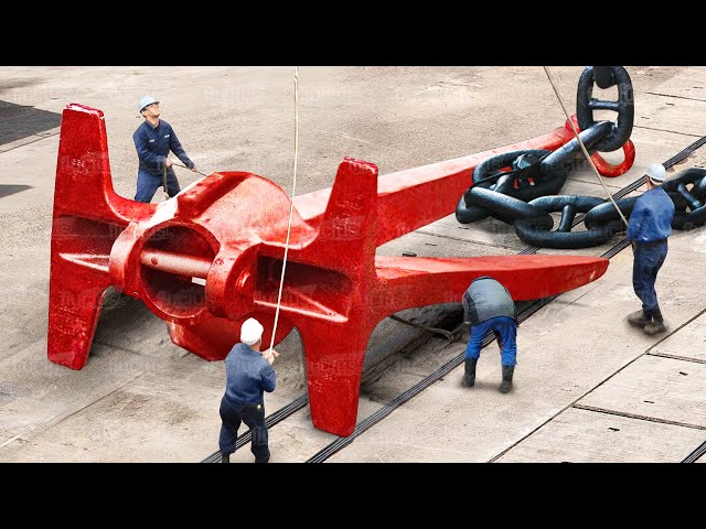 The Hypnotic Process of Installing Gigantic Anchor into US Aircraft Carrier