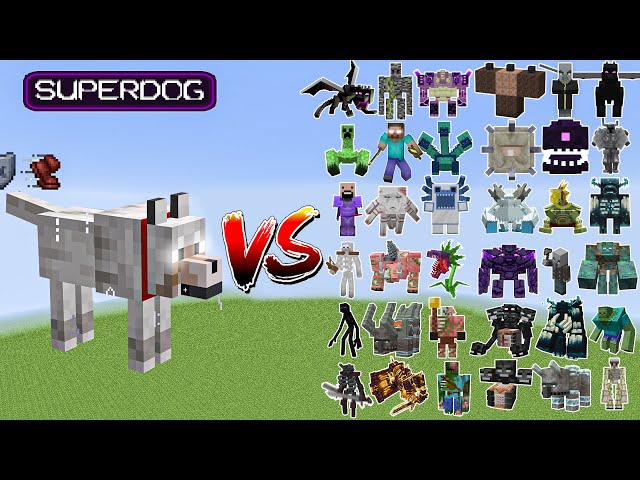 SuperDog vs All Minecraft Bosses,Wither Storm,Warden - Minecraft Mob Battle - BIG compilation