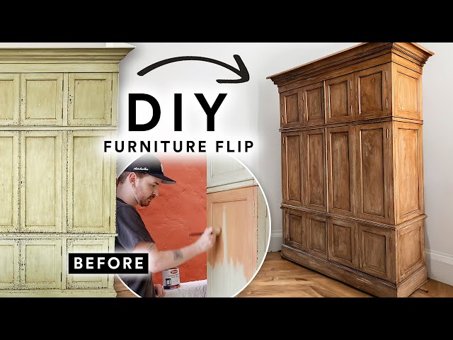 DIY FURNITURE FLIP 🎨 Painting Cabinet To Look OLD & ANTIQUE! (Super Easy & Affordable)
