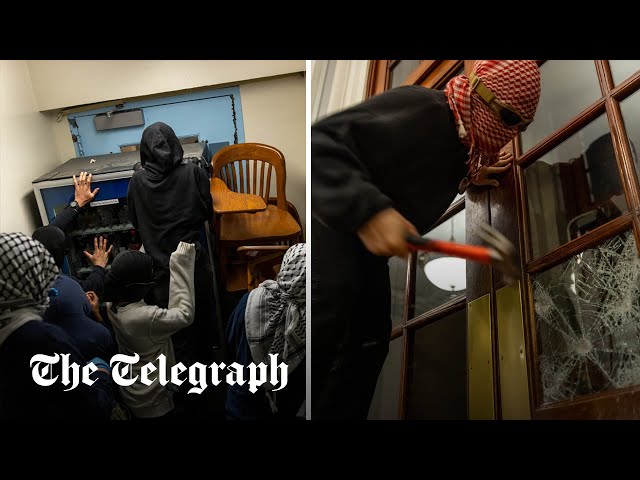 Students barricade doors inside Columbia university building amid pro-Palestine protests