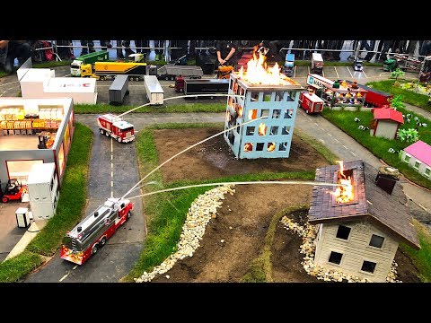 RC MODEL FIRE TRUCK RESCUE COLLECTION IN SCALE!! Firefighters extinguish a fire!!
