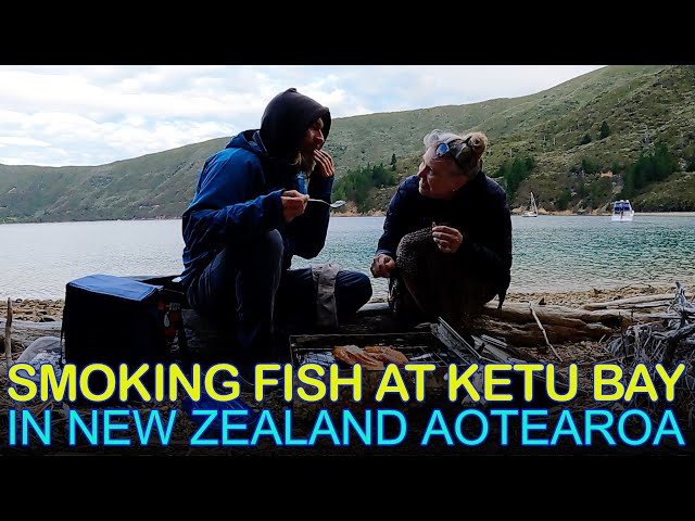 Smoking Fish on the Beach in Pelorus Sound New Zealand