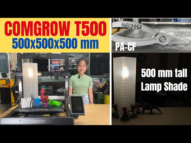 Comgrow T500, the only fast Klipper firmware 3D printer with a 500mm cube print volume, linear rails