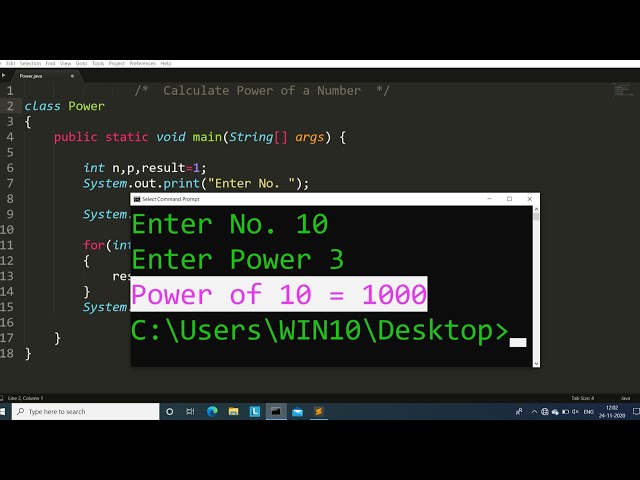 Java program to calculate power of a Number | Learn Coding