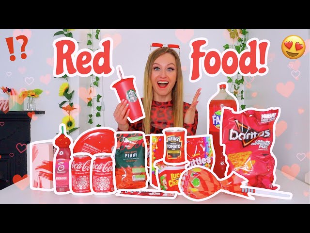I only ate RED FOOD For 24 Hours Challenge!!😱🍓🐞🍅🥩🐙🦞 *send help...😳* | Rhia Official♡