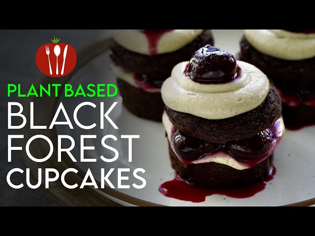 The BEST Plant-Based Black Forest Cupcakes 🧁 oil-free vegan recipe!