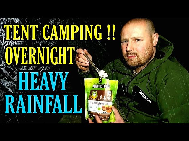 Camping in the rain, Solo tent camping in heavy rainfall using a whitehills tent.
