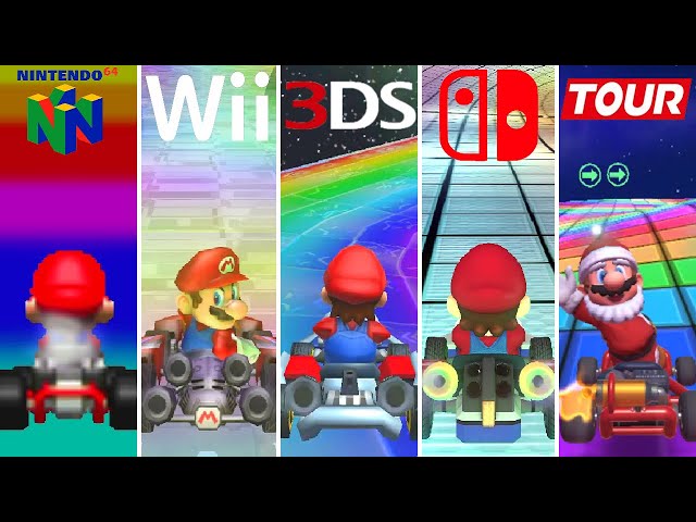 Evolution of Rainbow Road in Mario Kart (1992-2020)