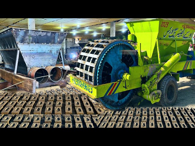 Manufacturing Process of Bricks Making Machine With  4 Moulds Rows || Mobile Bricks Machine
