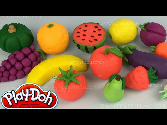 Fruits and Vegetables made from Play Doh with Surprise Toys