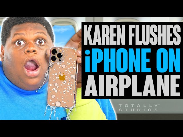 Karen FLUSHES IPHONE on a Plane. And she BANS PHONES in School. Surprise Ending.