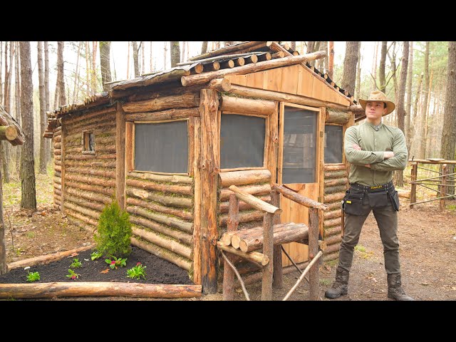 One Year Alone in the Log Cabin | Building of the Tiny Home in the Forest