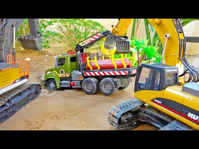 Water Pipe Repair Play with Excavator Dump Truck Car Toys Activity