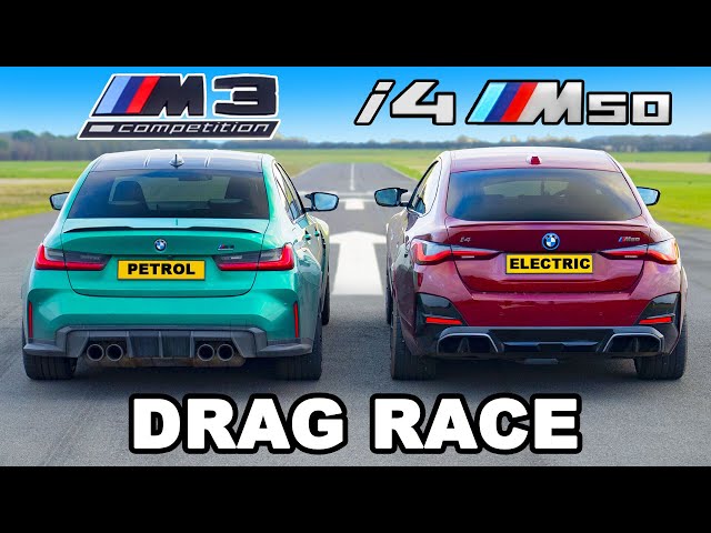 BMW i4 M50 v BMW M3: DRAG RACE