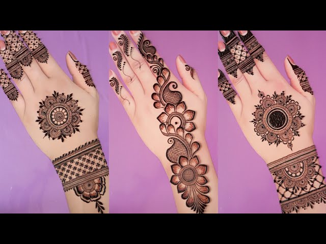 Simple Mehndi Designs/Easy Back Hand Mehndi/Gulf Henna Designs/Floral Mehendi Designs/Circle Mehandi