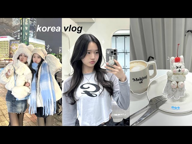 KOREA VLOG🌨️: first winter in seoul, night out with friends, cute cafes, what i eat on the plane