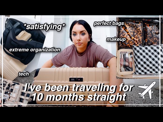 EXTREME pack & organize with me, best suitcase, travel tips, carryon, makeup bags ✈️  *satisfying*
