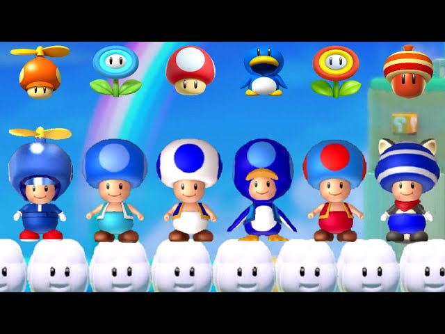 New Super Mario Bros U Deluxe - All Blue Toad Power-Ups