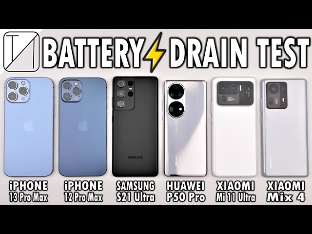iPhone 13 Pro Max vs 12 Pro Max / S21 Ultra / P50 Pro / Mi 11 Ultra / Mix 4 Battery Life DRAIN Test!