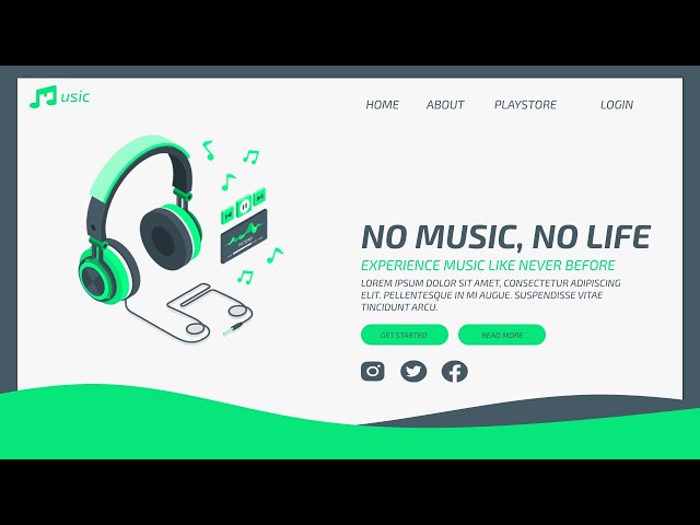 Animated MUSIC Website Landing Page UI Design Using HTML and CSS