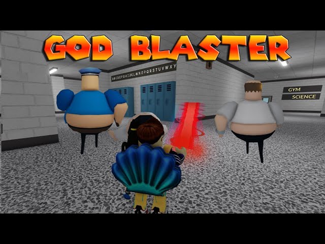 ITEM Review GOD BLASTER fun in GREAT SCHOOL BREAKOUT! and BARRY'S PRISON RUN! (First Person Obby!)