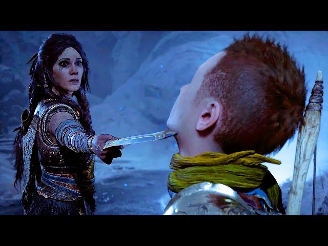 God of War Ragnarök Atreus Secret Meeting With Freya Behind Kratos Back Scene (PS5) 4K Ultra HD 2022