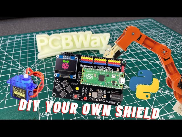 #Raspberrypi Pi Pico Robotic Arm & Snake Game  +Proto Shield
