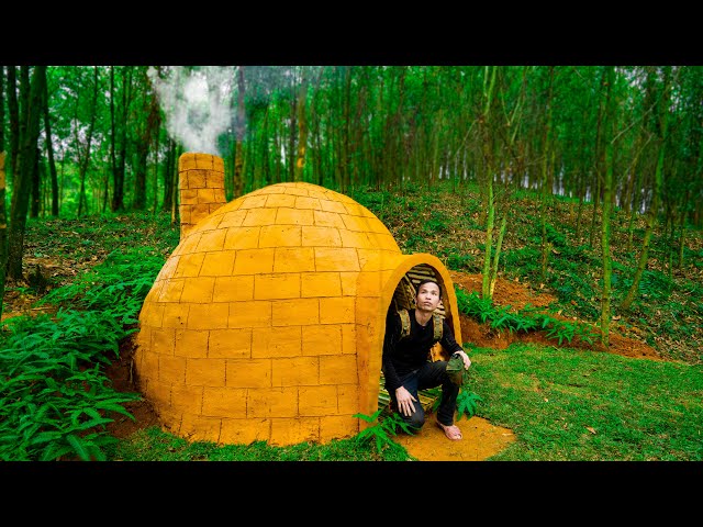 Build a warm underground house to survive alone in the cold winter - Full video