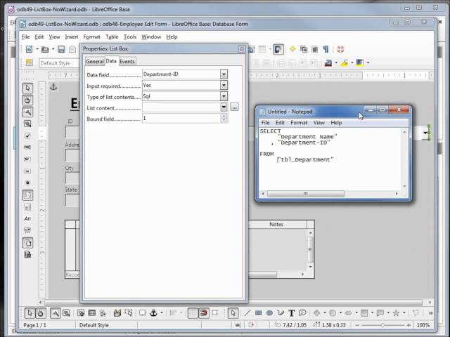 LibreOffice Base (49) ListBox No Wizard