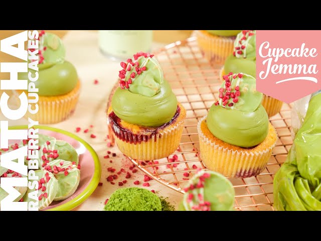 Matcha, White Chocolate & Raspberry Cupcakes | CupcakeJemma