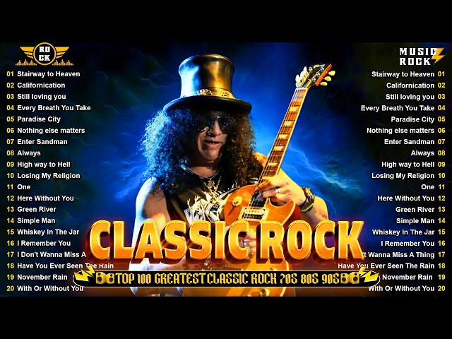 Clasic rock songs | Rock music 70S 80s 90s ⚡ Guns N Roses, Queen, ACDC, Metallica, Bon Jovi