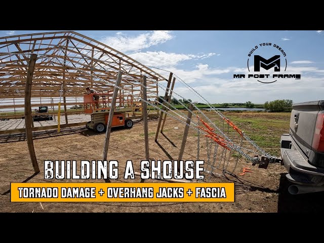 Building a Shouse | Fixing Tornado Damage + Overhang Jacks + Fascia | Ep 6