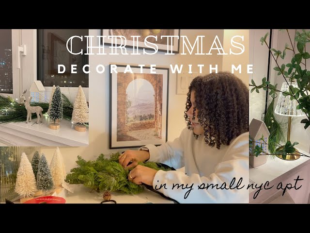 Decorate my small NYC apartment for the Holidays | Clean & simple Christmas decor, winter village